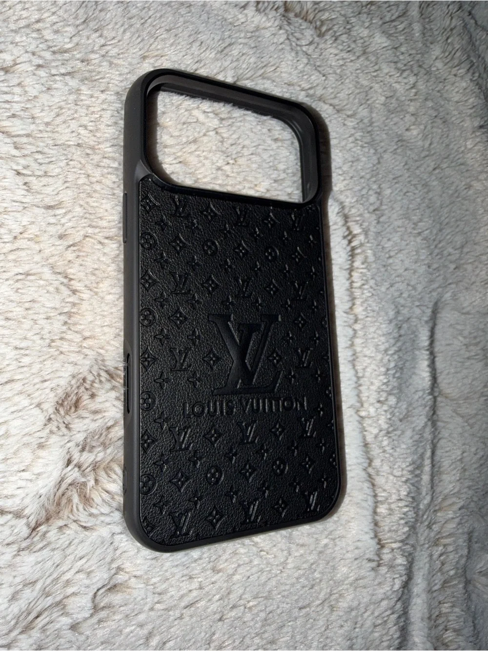 17 pro max Black Embossed Monogram Phone Case